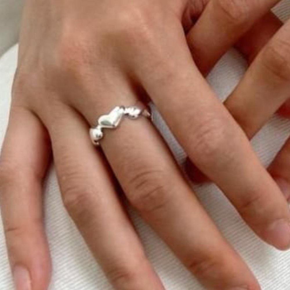 925 sterling silver heart vintage band ring